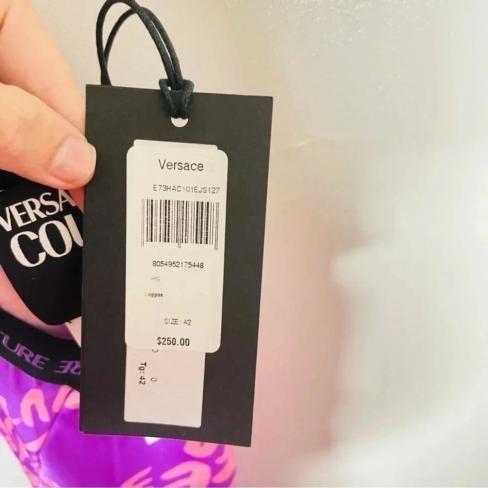 NWT Versace Jeans Couture Logo Print Leggings - Picture 5 of 12